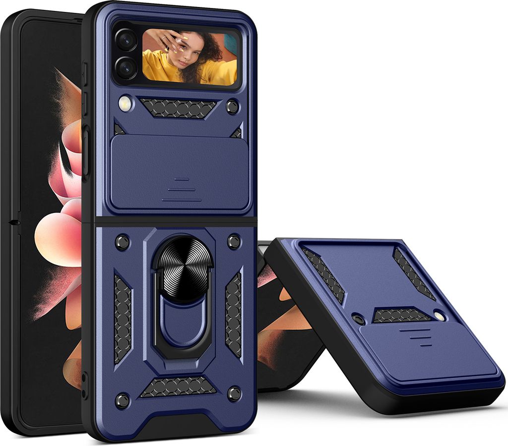 Samsung Galaxy Z Flip4 Hülle mit Magnetische Ring Ständer Halter Dia Kameraschutz TPU Bumper Silikon Schutzhülle für Samsung Galaxy Z Flip 4 5G...