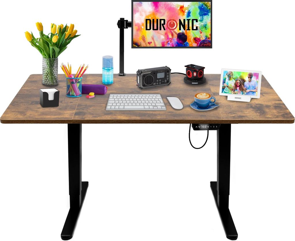 Duronic CD160 BO Höhenverstellbarer Schreibtisch, Computertisch für Büro und Gaming, elektrischer Schreibtisch mit USB Port, 160 x 60 cm Sitz-St...