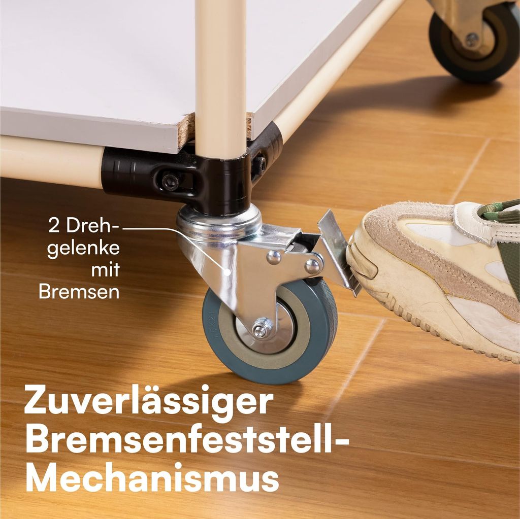 Produktbild von Schwerlast-Rollen 75 Mm Versenkbar, 360° Drehbar, Traglast 500 Kg Pro Rolle – Mit Hebelpedal, Für Werkbänke, Maschinen & Geräte