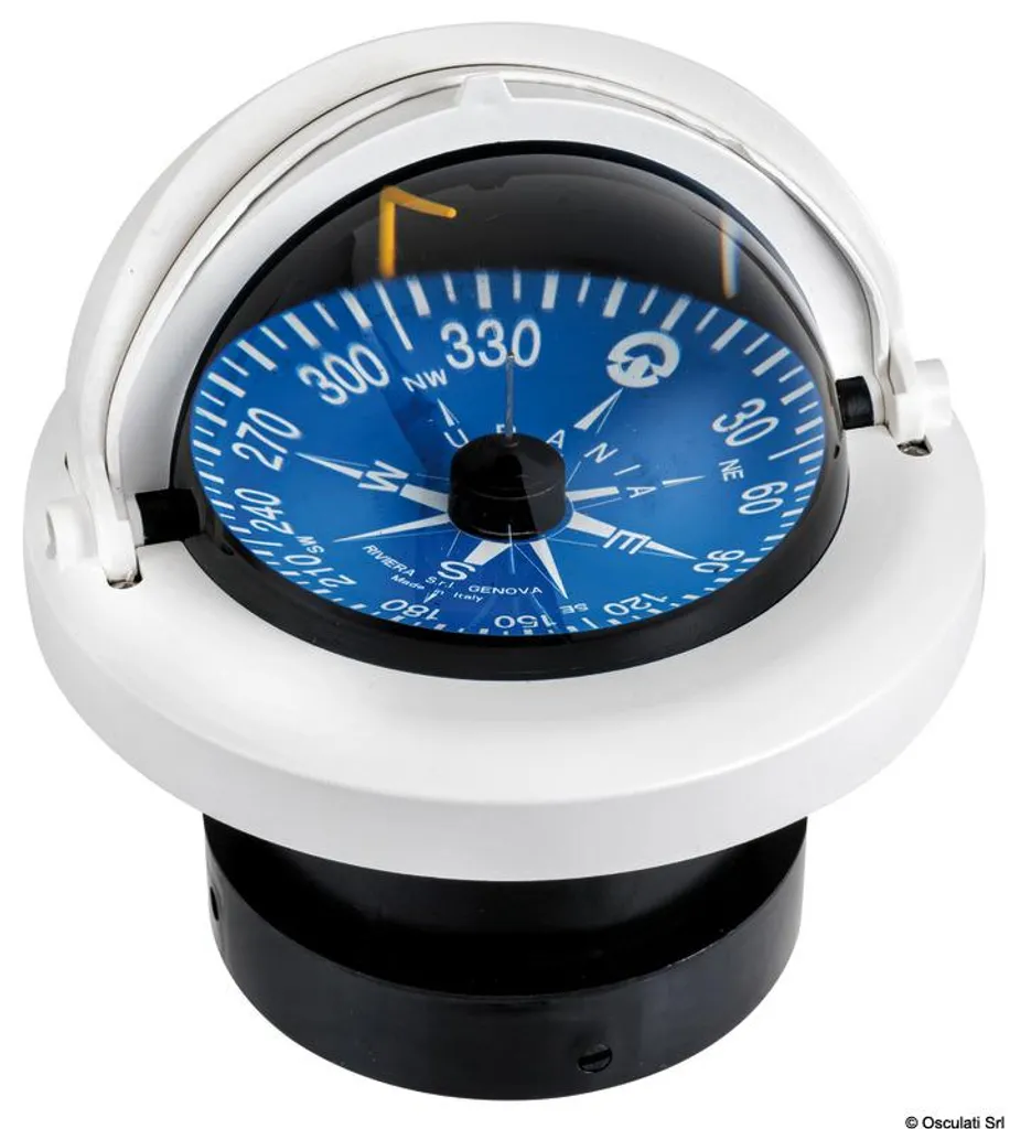 Boussole de pont 4" ouverture enveloppante Riviera blanc/bleu Marine