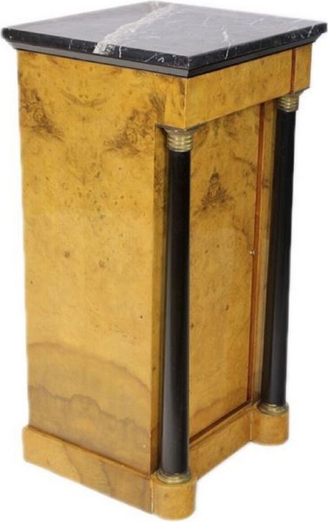 Casa Padrino Barock Wurzelholz Säule mit Marmorplatte Hellbraun / Schwarz / Gold 40 x 35 x H. 80 cm - Barock Möbel