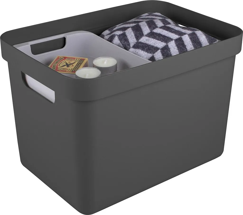 Rangement Bureau Sigma Home 18L Anthracite - Idéal pour Documents et Tri