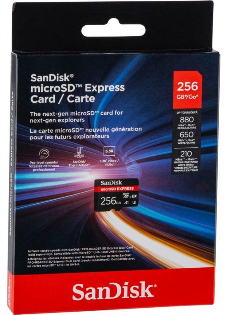 SanDisk Express, 256 GB, MicroSDXC, UHS-I, 880 MB/s, 650 Obrázek produktu 