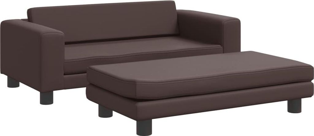 vidaXL Kindersofa mit Hocker Braun 100x50x30 cm Kunstleder