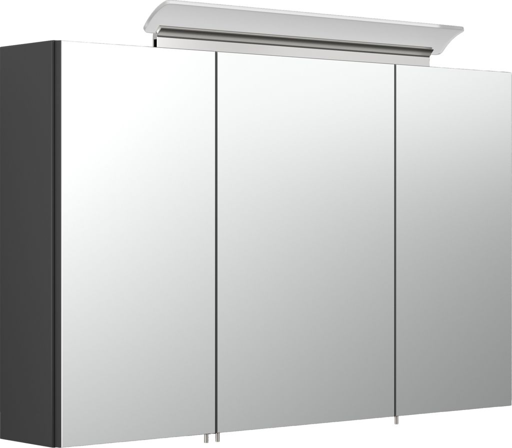 Spiegelschrank 100cm inkl. Design LED-Lampe und Glasböden schwarz : Schwarz Varianten: Schwarz