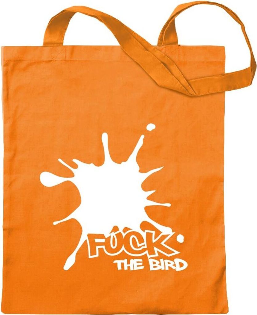Kiwistar - Baumwolltasche - mandarin - Fuck the Bird - Tragetasche Stoffbeutel Umhängetasche langer Henkel