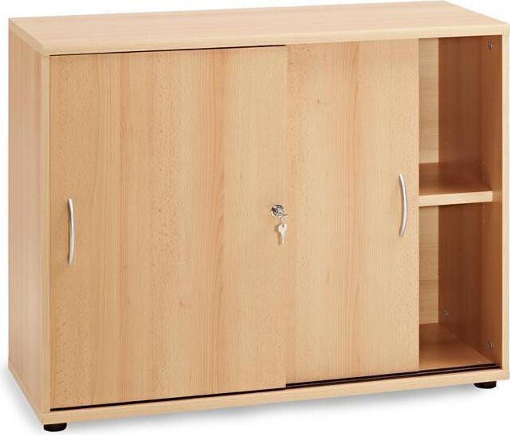 Aktenschrank TYP4000 Buche hell Nachbildung, 2OH, Schiebetüren, H=76cm, B x H x T: ca. 100 x 76 x 39,5 cm