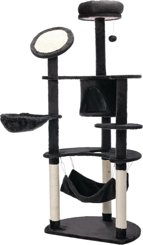 Arbre à grimper pour chat avec niche et plateformes en bois et sisal