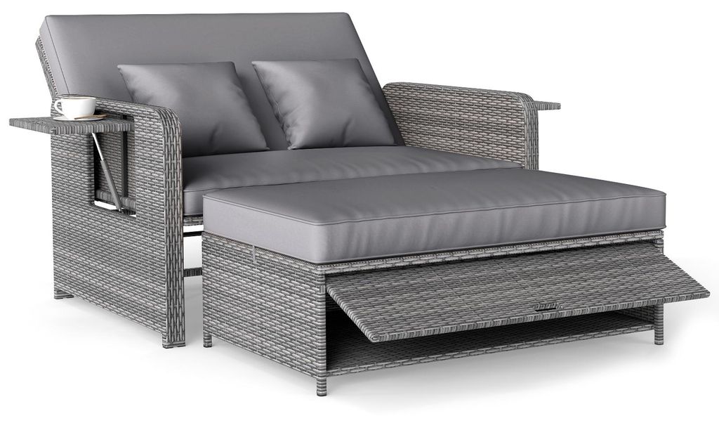 COSTWAY Polyrattan Sonnenliege, Gartenliege mit Produktbild 