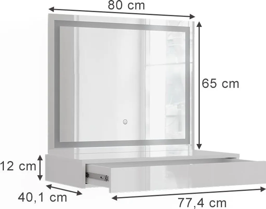 Petite Coiffeuse 80cm Vicco Sherry Blanche Brillant : Gain de Place - 2