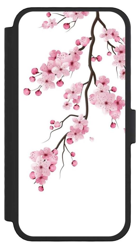 NIVOCASE Klapphülle für Apple iPhone 16 Pro Handyhülle aus Kunst Leder NIVOflip schwarz Asien Japan Kirschblüten
