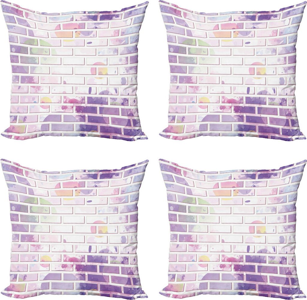 ABAKUHAUS Mauer Kissenbezug Set (4 Stück), Vector Graffiti Brick, Moderner Doppelseitiger Digitaldruck, 60 cm x 60 cm, Violett und Lavendel