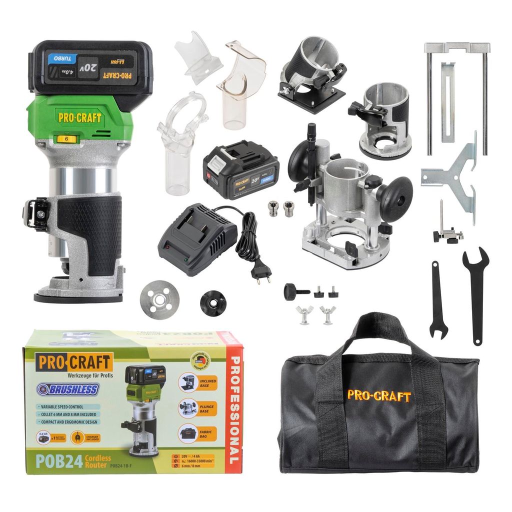 Procraft POB24-1b-f Fresatrice superiore 3in1 con accessori Immagine del prodotto 