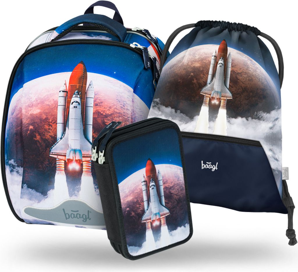 BAAGL SET 3 Shelly Space Shuttle: Aktentasche, Federmäppchen, Tasche