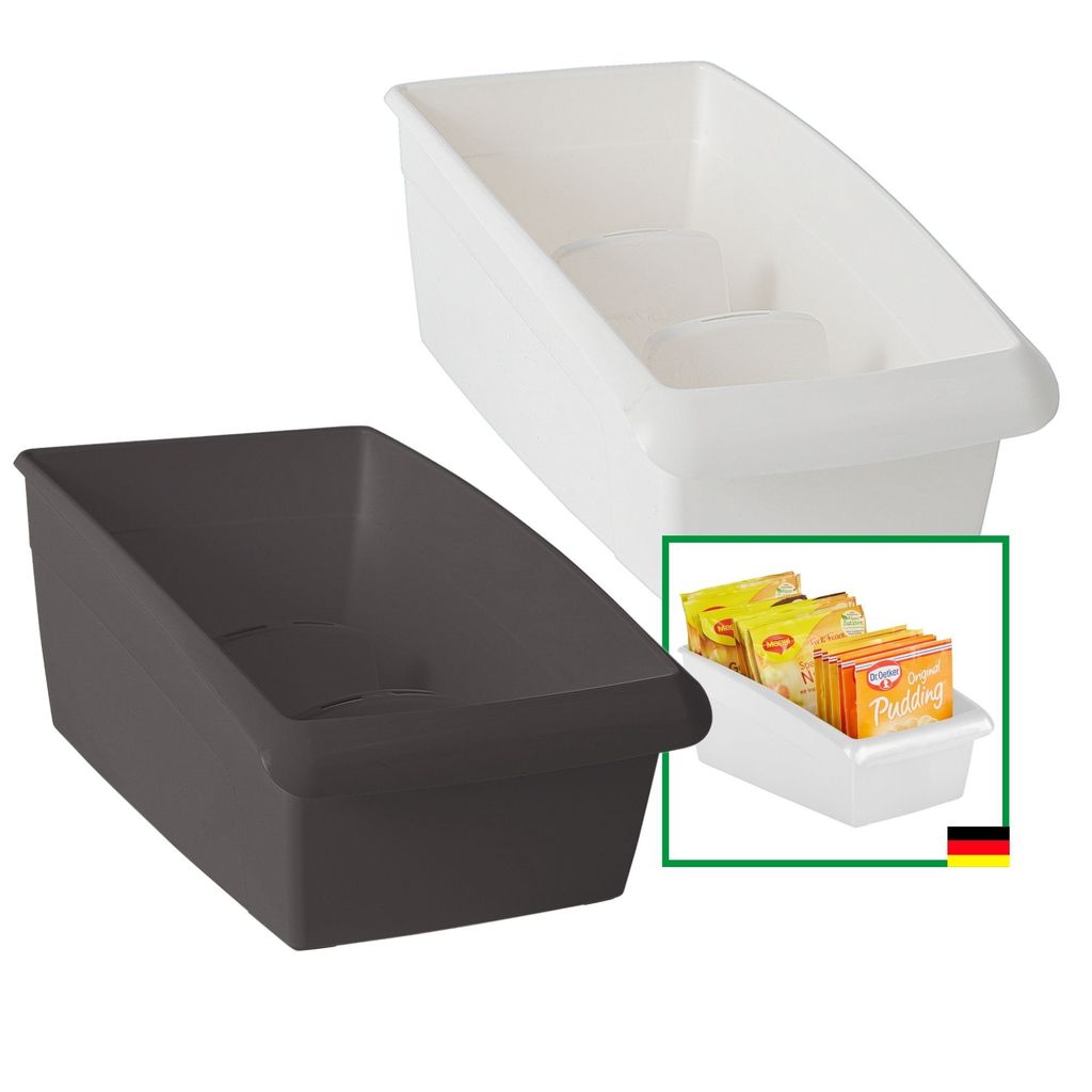 Novaliv Suppentütenboxen groß 2er Set - 25 x 16 cm WEISS und ANTHRAZIT GRAU - Gewürzaufbewahrung Box - Ordnungssystem für Schubladen - Aufbewah...
