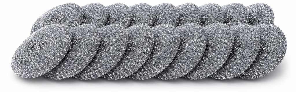 14er Set Topfkratzer Metall | Topfschwamm Rund - Ø 10,5cm | Topfreiniger 50g | Stahlschwamm | Metalltopfreiniger | Stahlwolle Scheuerschwamm | Sch...