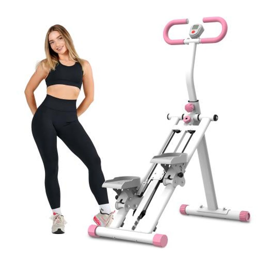 AIORBER Stair Stepper mit einstellbarem Widerstand, Trainingsgerät für Zuhause mit Display und klappbarem Design – Rosa