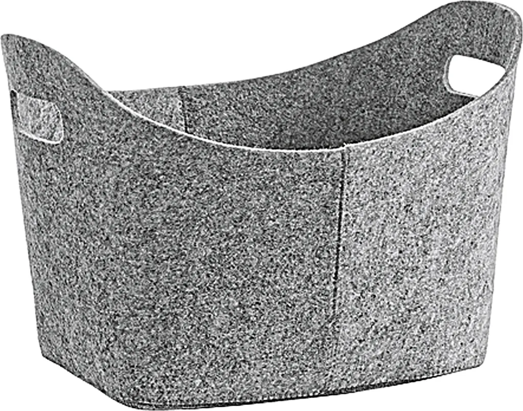 Zeller Present Panier de Rangement Ovale en Feutre Gris 37x28x25 cm