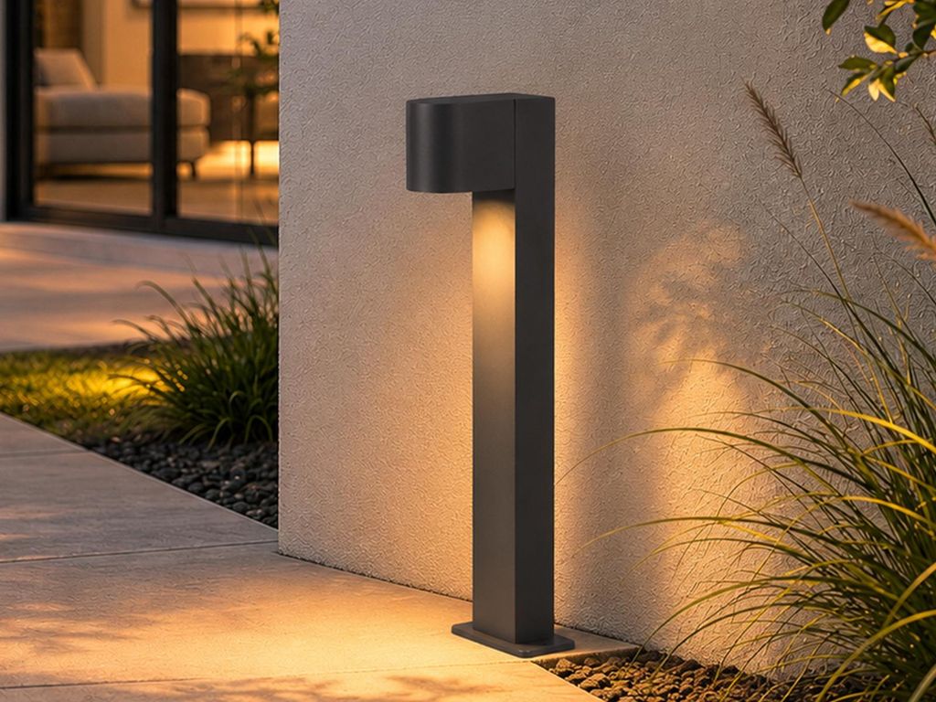 Außen Pollerleuchte Anthrazit, Höhe 50cm mit GU10 LED zur Garten Wegbeleuchtung