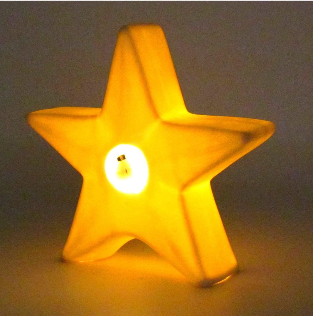 LED Porzellan Weihnachtsstern Wei 20x19 cm  Warmwei