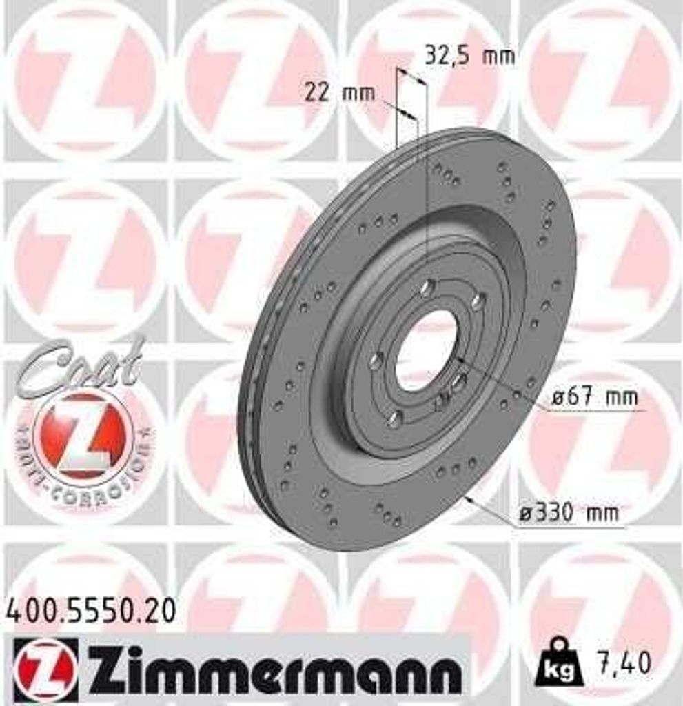ZIMMERMANN 400.5550.20 - Bremsscheibe für A-Klasse (W177), CLA (C118), CLA (X117), GLA (H247), GLB (X247)