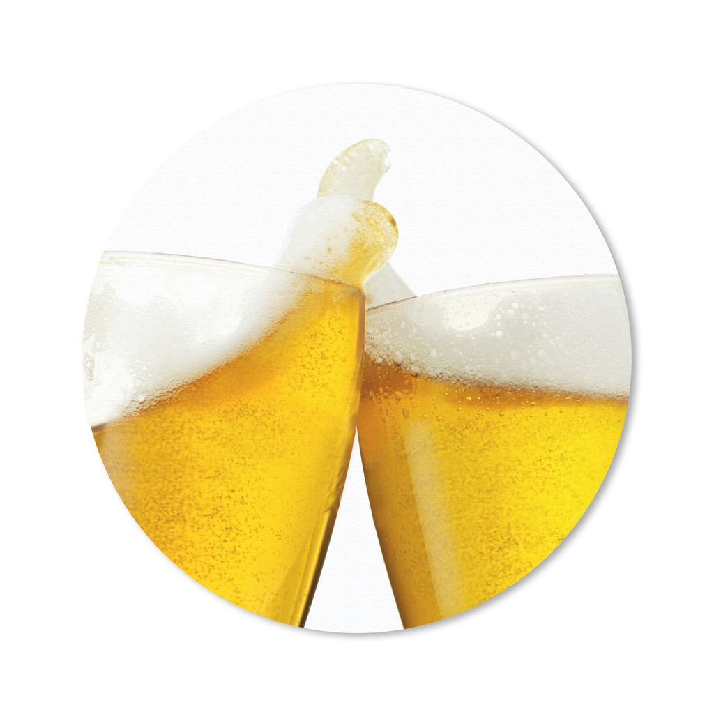 MuchoWow Mauspad Mousepad Toasting-Biere auf weißem Hintergrund 30x30 cm - Mousepads - Maus Mat - Pad - Mausunterlage - Tischunterlage - Schreib...