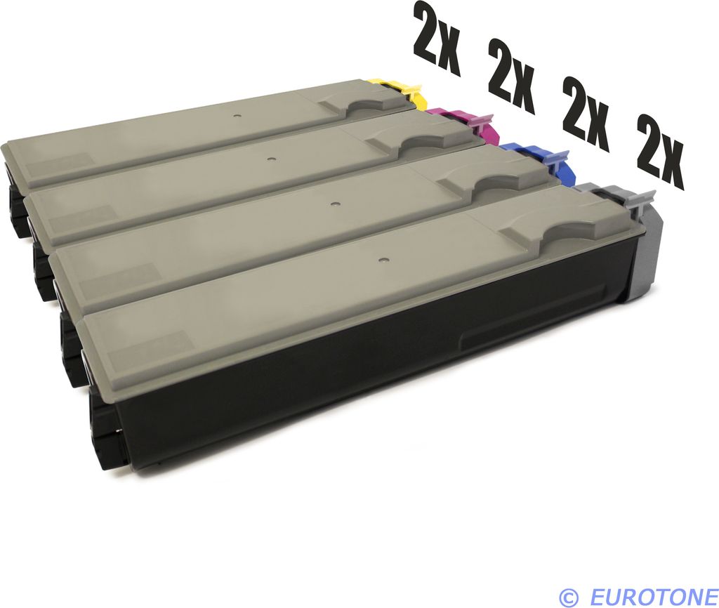 8x Eurotone Toner Alternative für Kyocera 1T02F30EU0 TK-510K Black Schwarz / 1T02F3CEU0 TK-510C Blau Cyan / 1T02F3BEU0 TK-510M Rot Magenta / 1T02F...