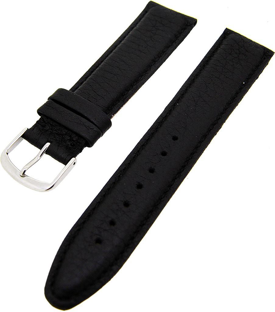 Uhrenarmband Hirschleder leicht gepolstert Schwarz 18mm Dornschließe