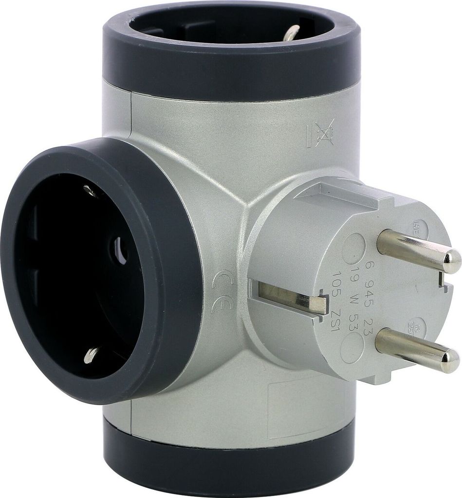Zásuvkový adaptér Legrand 694523 Schuko 3x hliník Obrázok produktu 