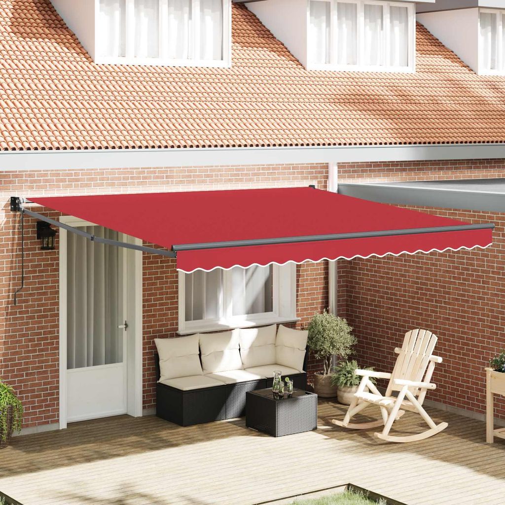 Einziehbare Markise Rot 400 x 300 cm Polyester und Aluminium