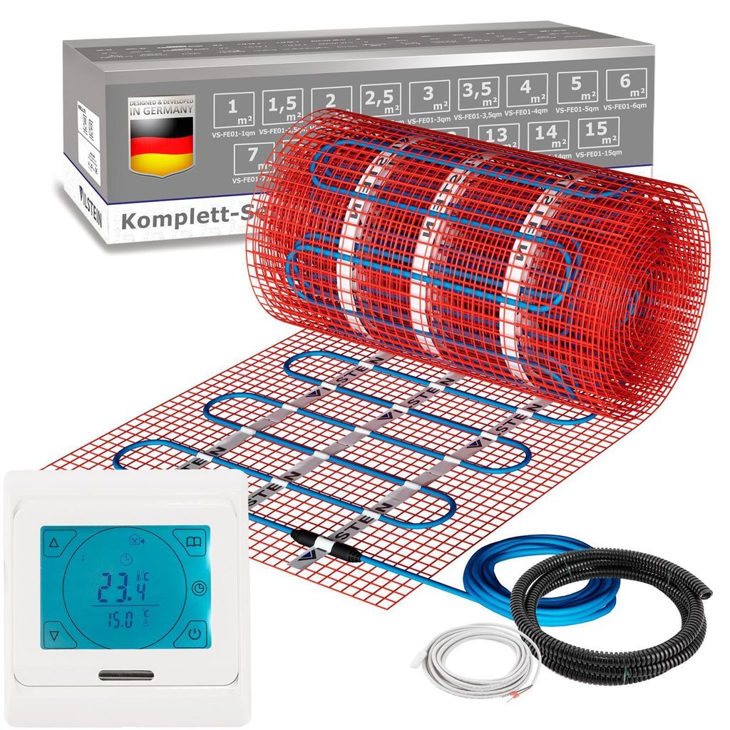 VILSTEIN | Elektrische Fußbodenheizung 150W/m² TWIN Technologie Elektro | Komplett-Set | 13m² - 26m