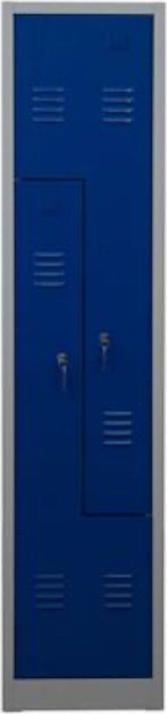 Garderobenspind Camel | 2-Fächer-Z-Design| HxBxT 180x41x50 cm | Zylinderschloss | Grau-Blau