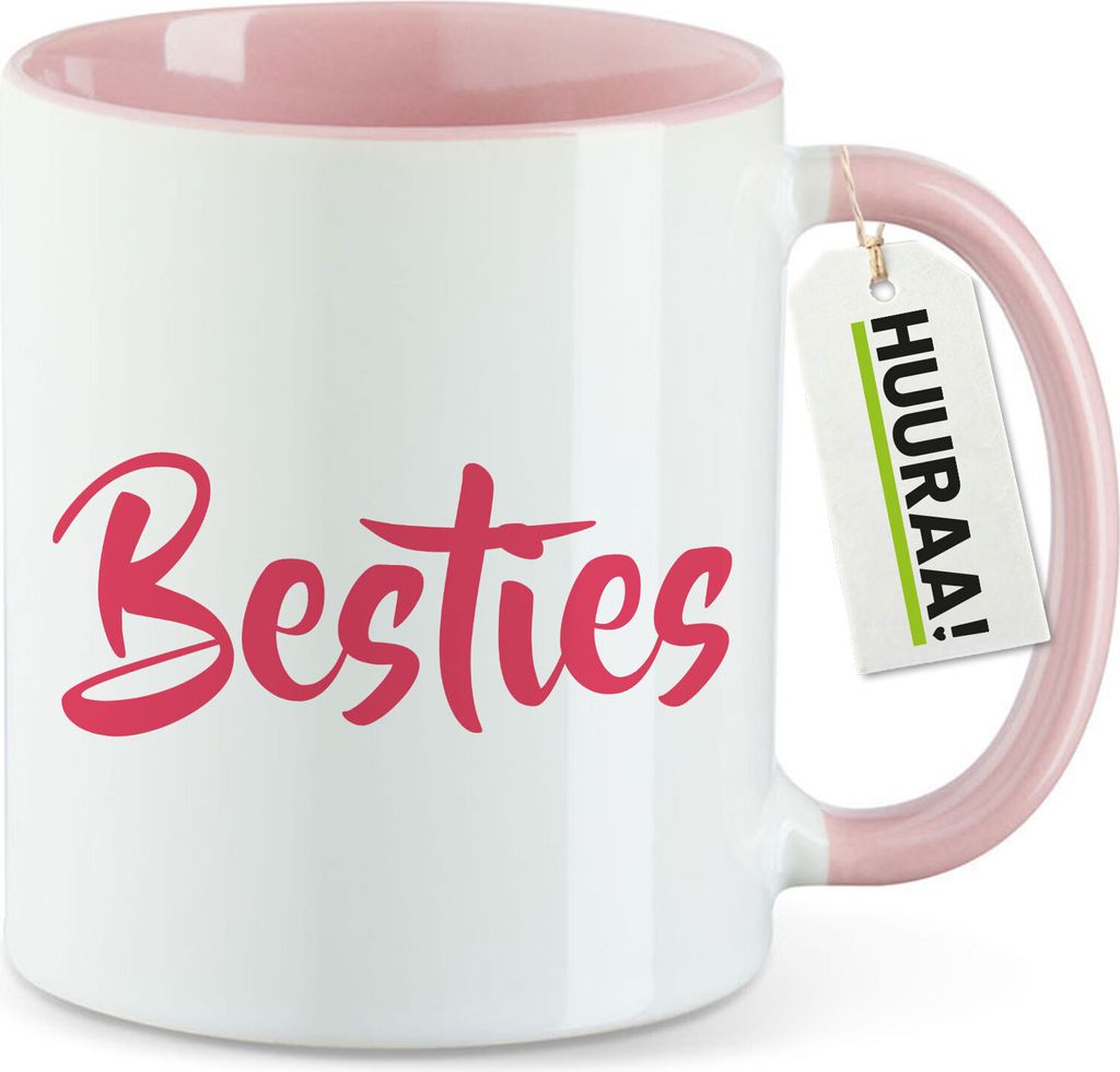 Huuraa Kaffeetasse Bestie Besty 330ml Rosa Keramik Kaffeebecher Geschenkidee