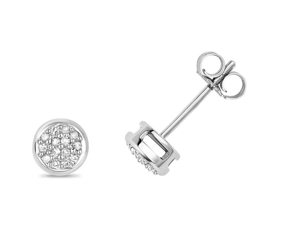 Puces d'Oreilles en Or Blanc et Diamants Brillant - Modèle 6x6mm