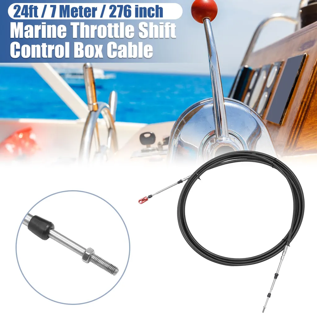 Câble de Commande Marine Noir 24ft Haute Performance avec Chape Inox