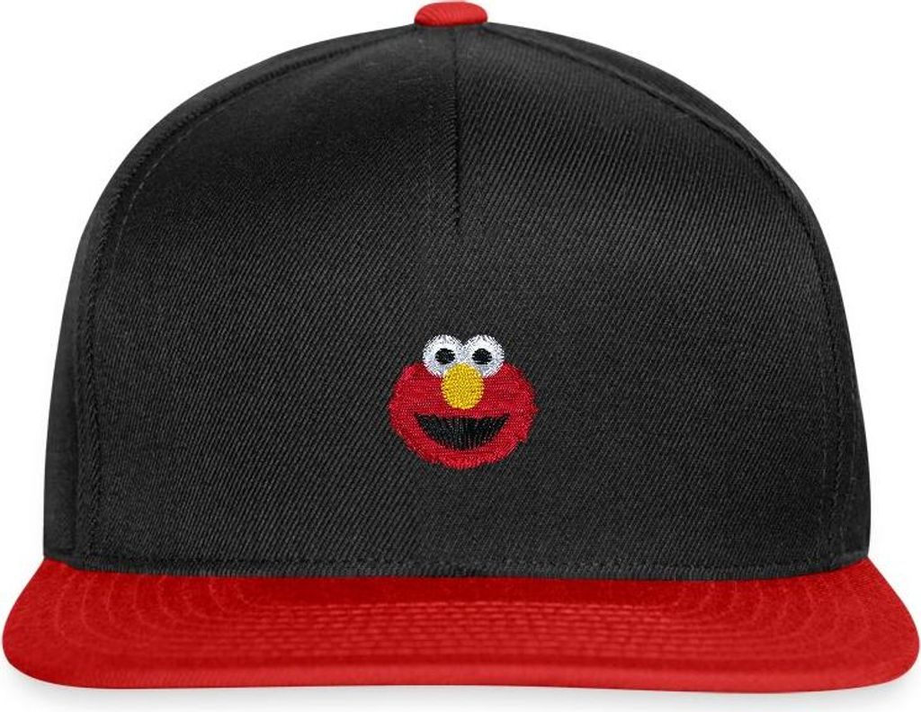 Spreadshirt Sesamstraße Elmo Gesicht Stick Snapback Cap, One size, Schwarz/Rot