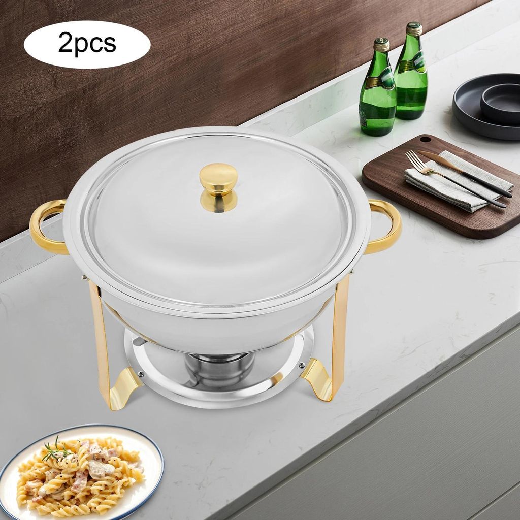 Buffetwärmer, Chafing-Dish Set 4,5 L, rot, Edelstahl, alkoholbefeuert, für Partys & Hochzeiten