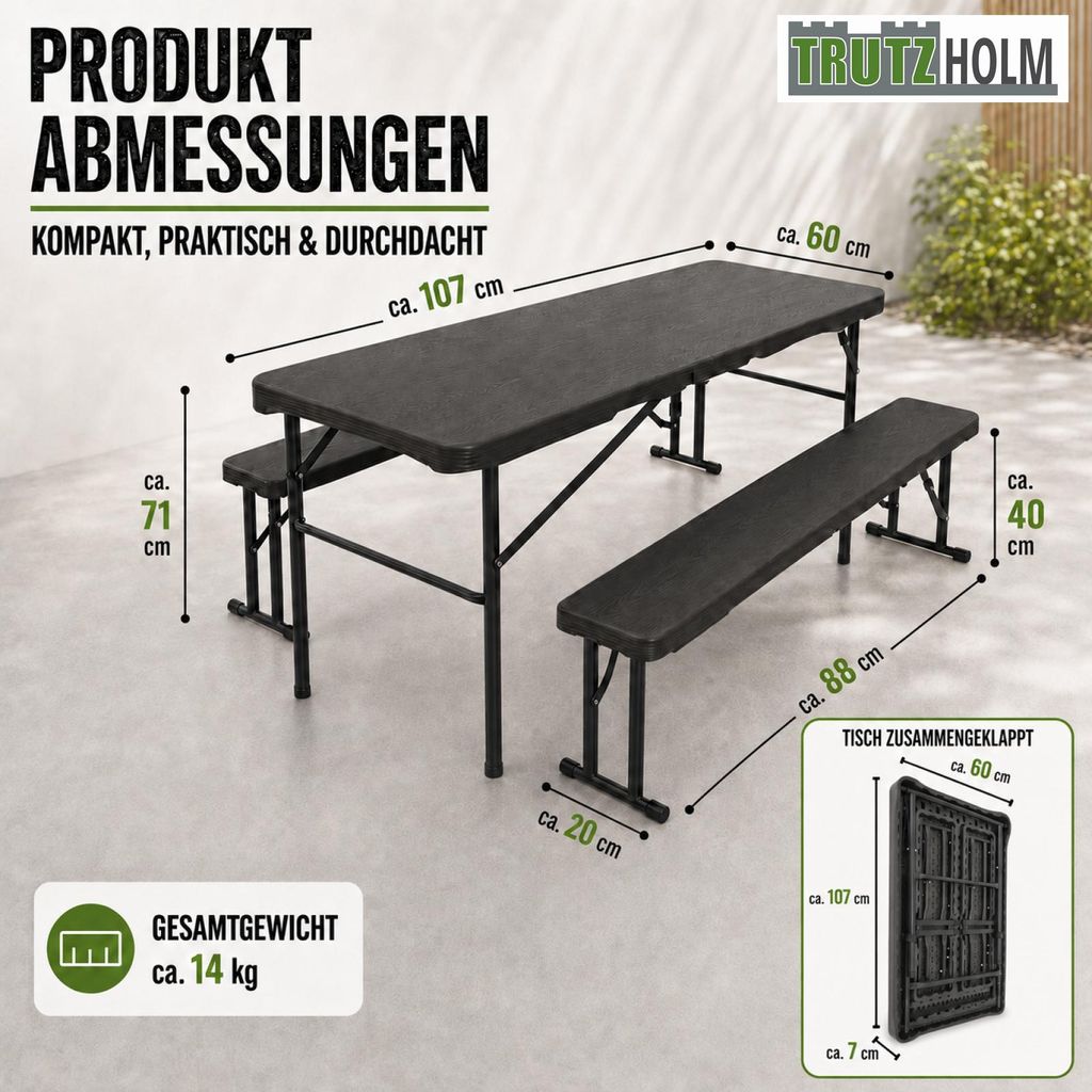 holz4home Bierzeltgarnitur mit Lehne klappbar inkl. Wandhalterung holz4home Bierzeltgarnitur mit Lehne klappbar inkl. Wandhalterung