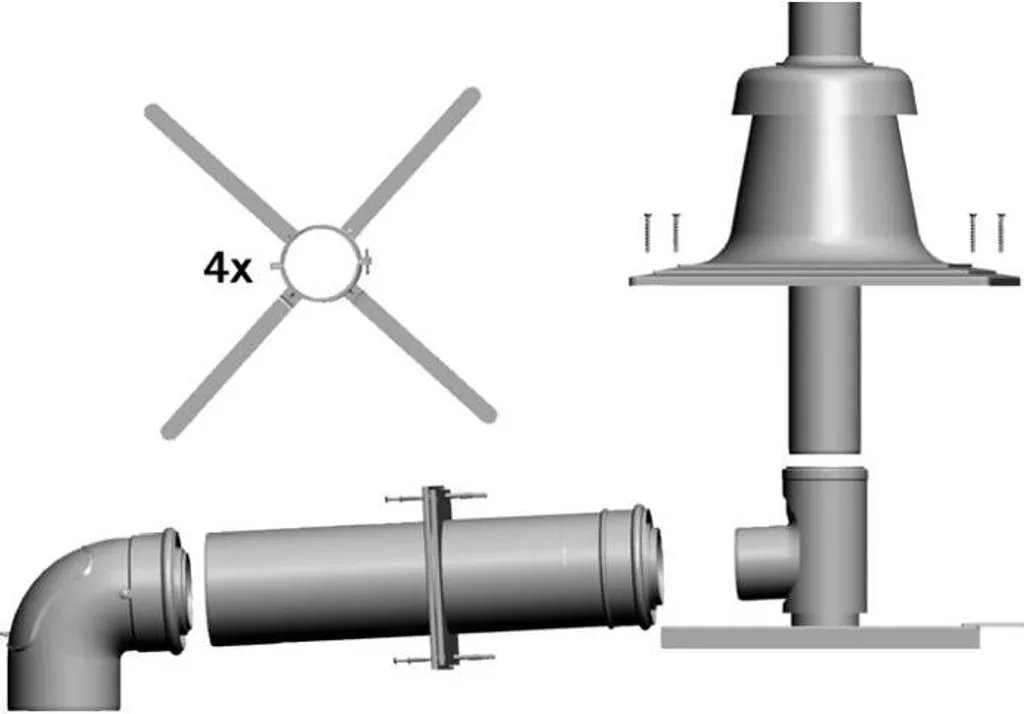 Adaptateur Wolf DN60/100 vers DN60 pour Conduit de Cheminée Vertical