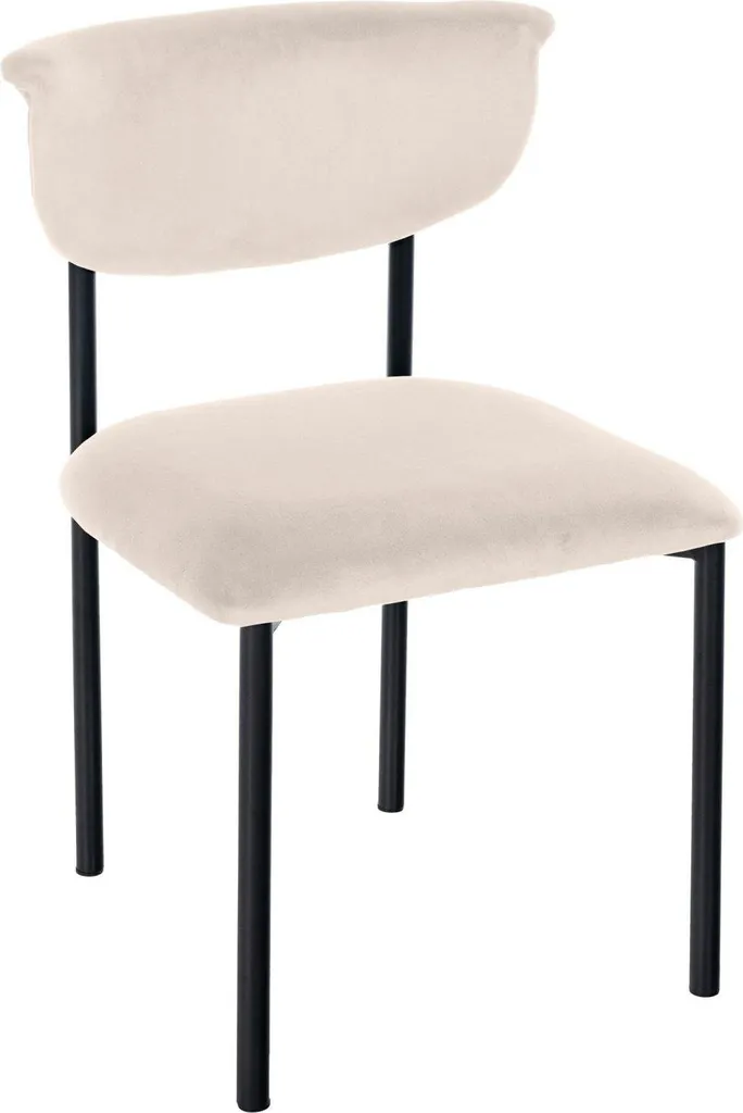 Sedia da Pranzo Velluto Crema - Comfort Elevato e Struttura Metallo