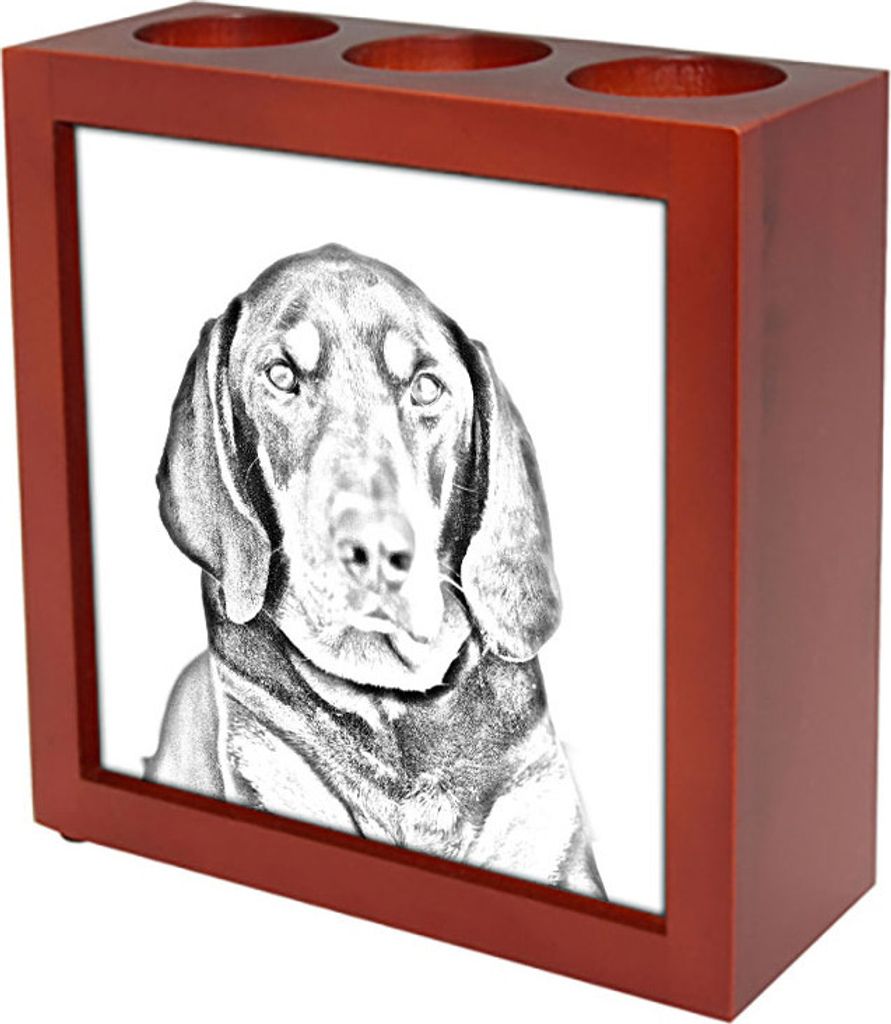 Schwarz-Lohfarbener Waschbärenhund, Black and Tan Coonhound I - Stifthalter mit Hund, Schreibtischorganizer mit Aufdruck, personalisierte Schreibt...