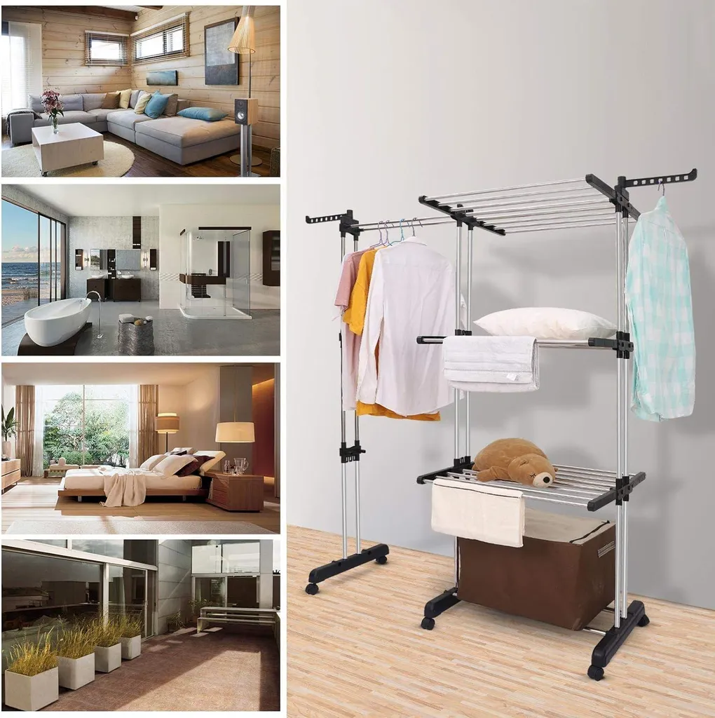 Station de séchage de linge pliable gain de place pour appartement et maison