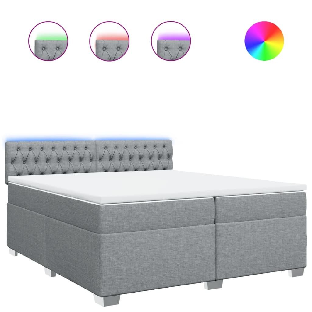 vidaXL Boxspringbett mit Matratze Hellgrau 200x200 cm Stoff Produktbild 
