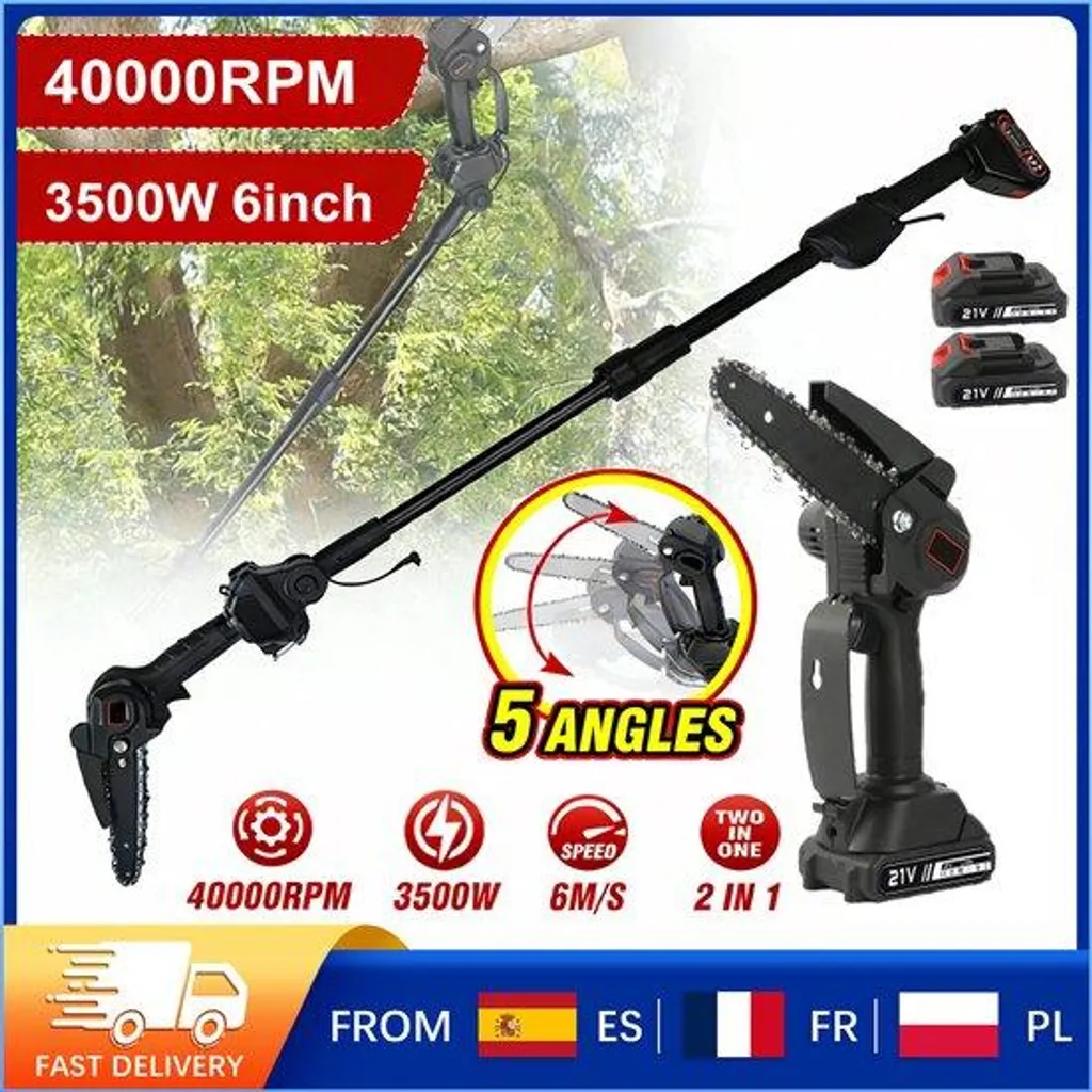 Scie à perche électrique anti-fatigue 2,24 m avec tête articulée réglable