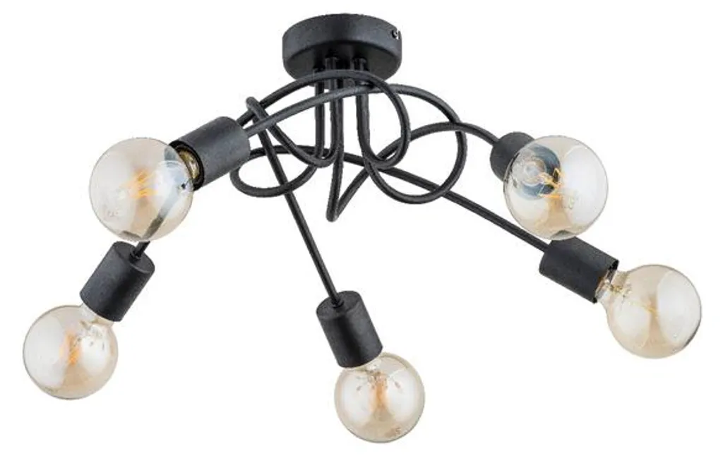 Luminaire Plafonnier pour Grande Salle à Manger Noir 5 Ampoules E27