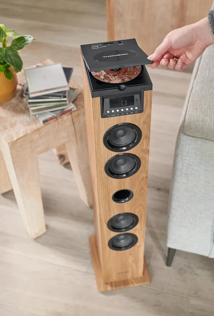 Système de son Thomson DS122CD Naturel-Noir : Enceinte Colonne Bluetooth