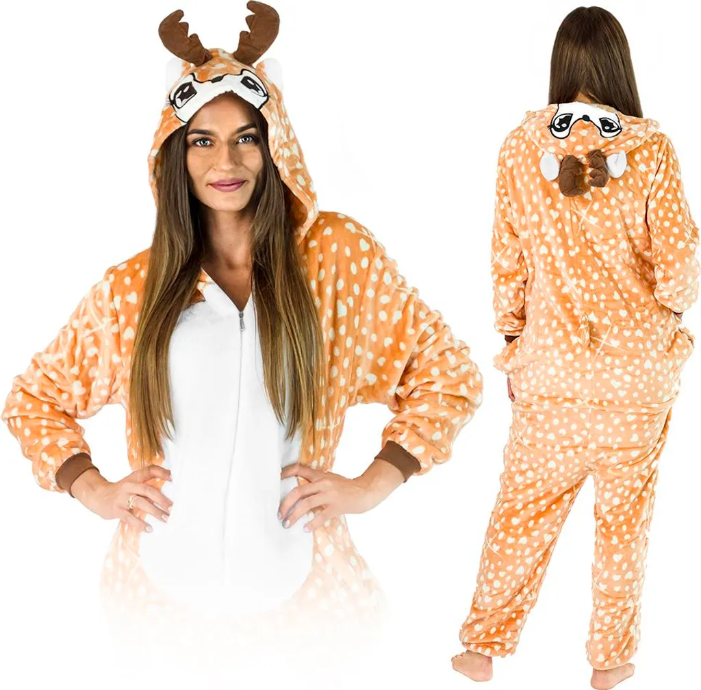 Pyjama cerf kigurumi peluche anti-froid pour Noël combinaison mixte M L