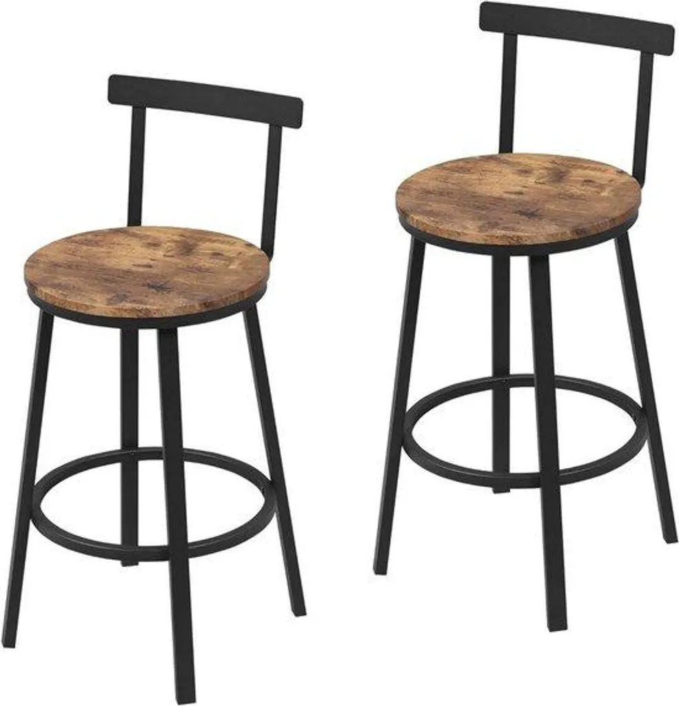 Tabouret de Bar 65 cm en Bois et Métal Marron - Design Ergonomique
