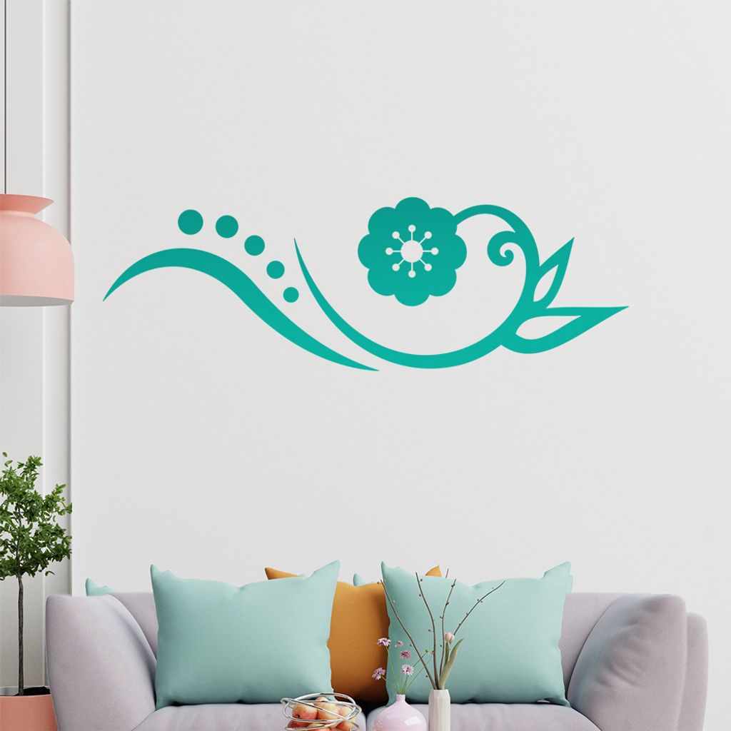 Blume - Linien Punkte Wandtattoo in 6 Größen - Wandaufkleber Wall Sticker - Dekoration, Küche, Wohnzimmer, Schlafzimmer, Badezimmer