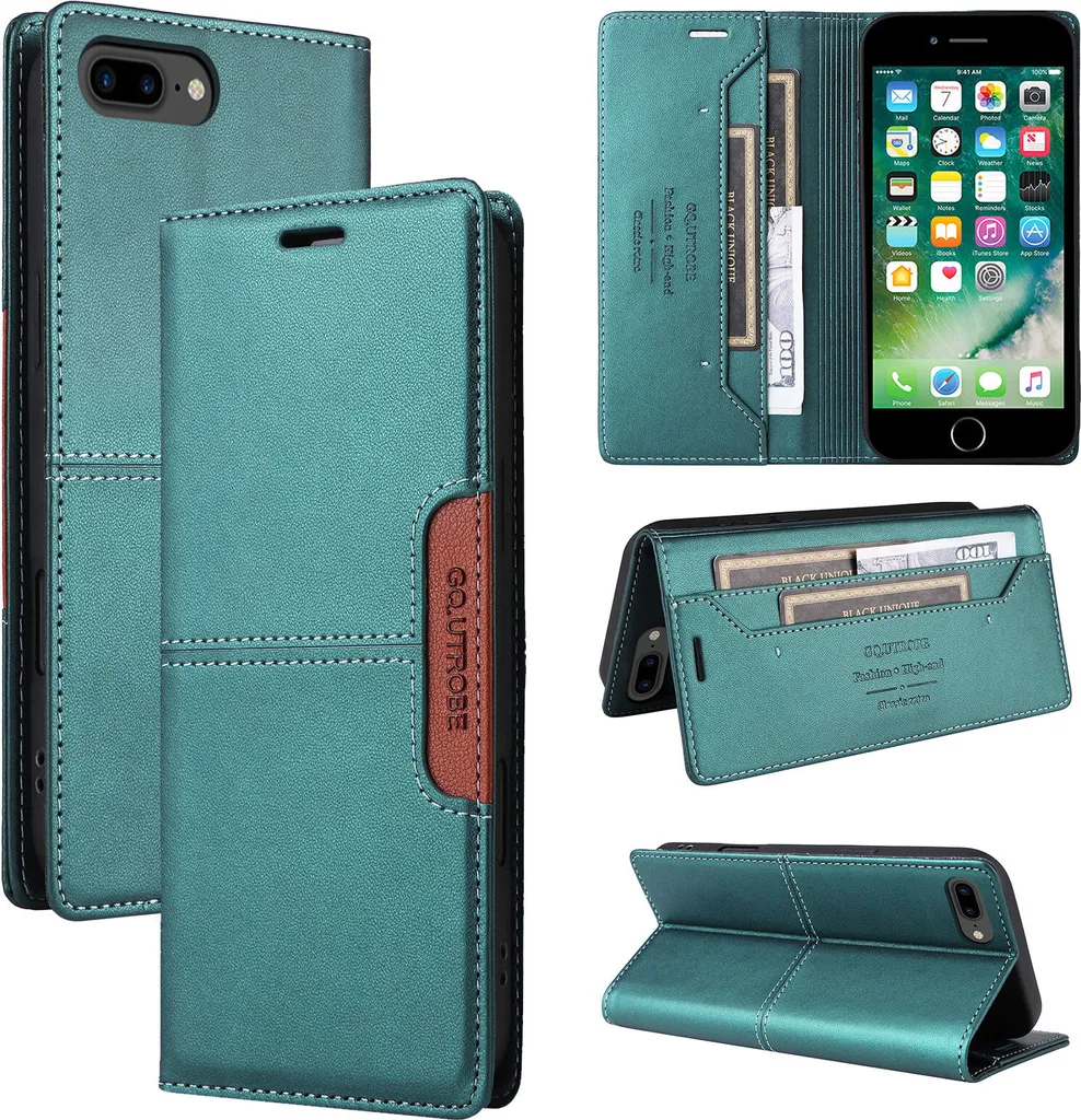 Regalo Cover iPhone 8 Plus Verde | Custodia Flip Pelle con Stand